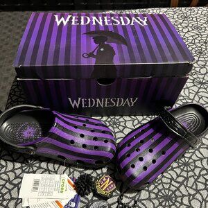 Crocs Wednesday Adams X classic Nevermore Clog goth W 9 M 7 purple black